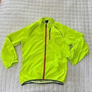 LITTLE DONKEY ANDY Womens Jacket XL Neon Yellow Windbreaker Run Cycle Packable